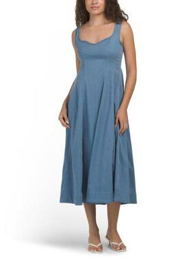 NICOLE MILLER NEW YORK Seamed Midi Smocked Back Dress